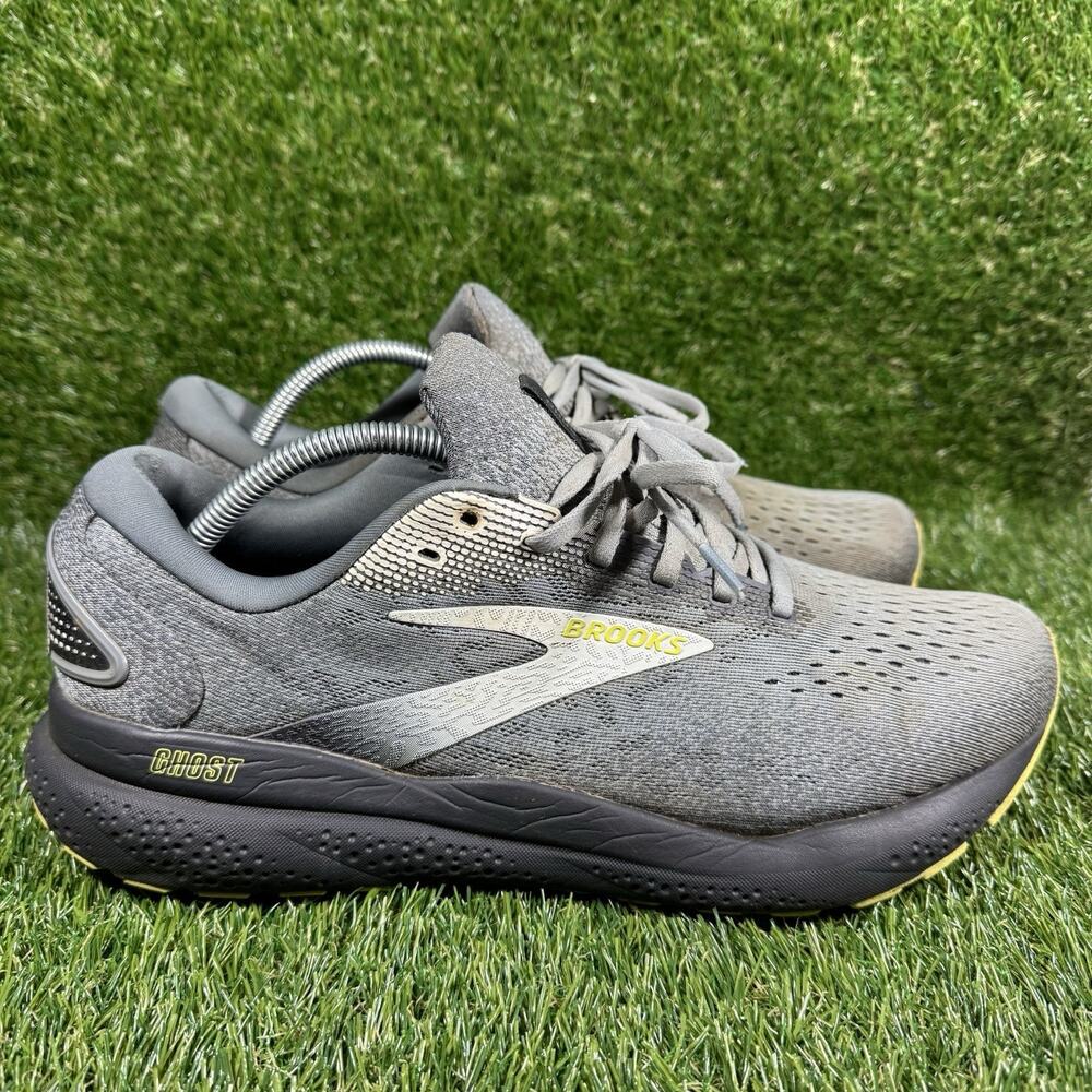 Brooks Ghost 16 Running Shoes Men Size 11.5 EE Wide Gray Green Comfort Sneakers